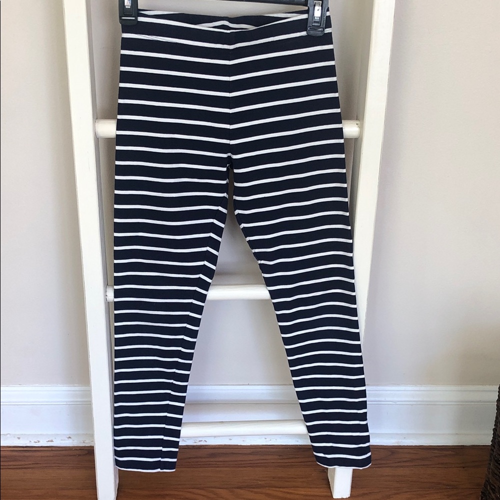 Primary Navy & White Striped Leggings, 12